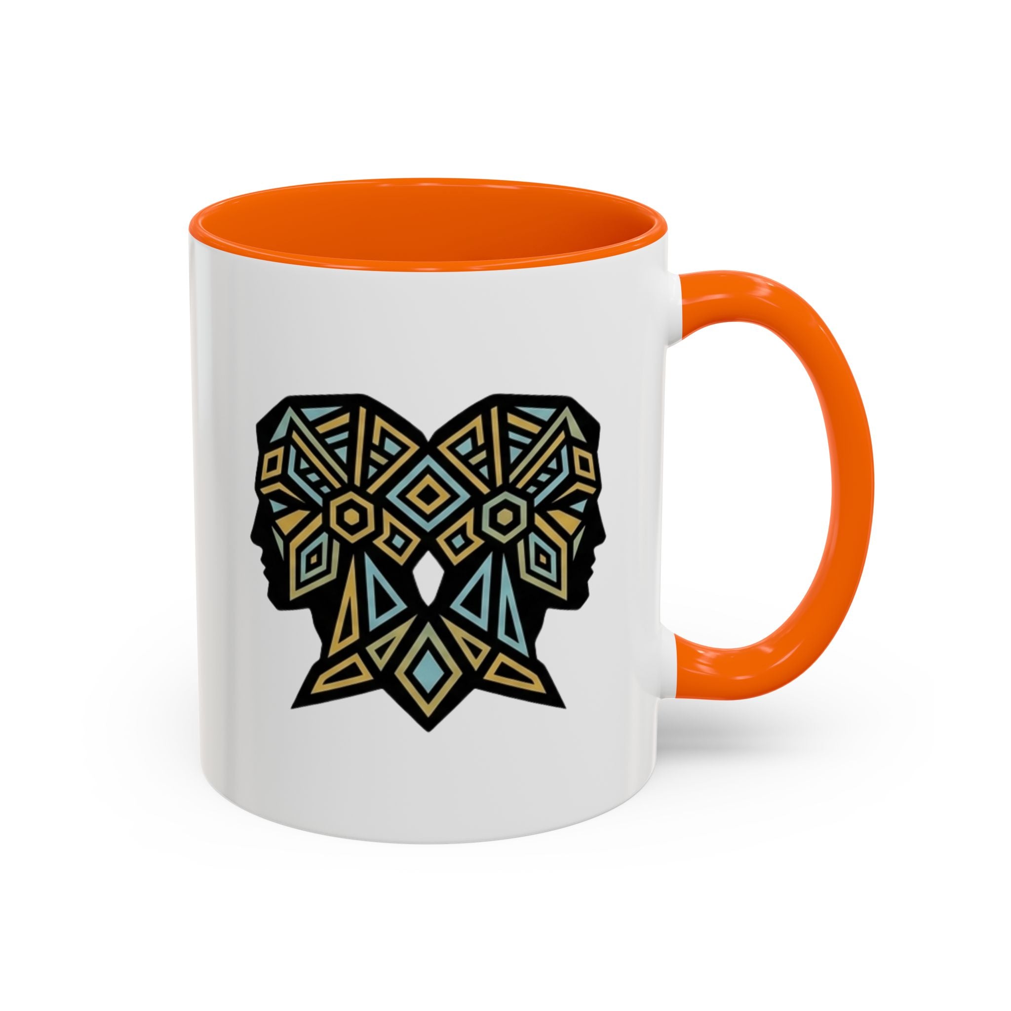 Geometric Elephant Accent Coffee Mug — Tribal Mosaic Design