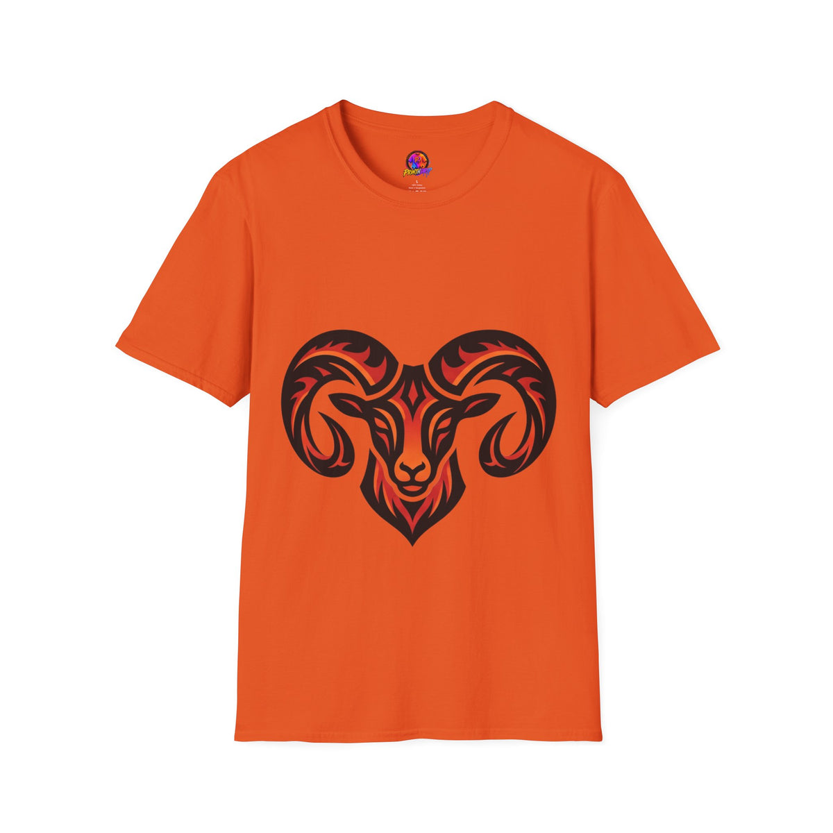 Aries Zodiac Ram Head Graphic T-Shirt — Tribal Flame Aries Design