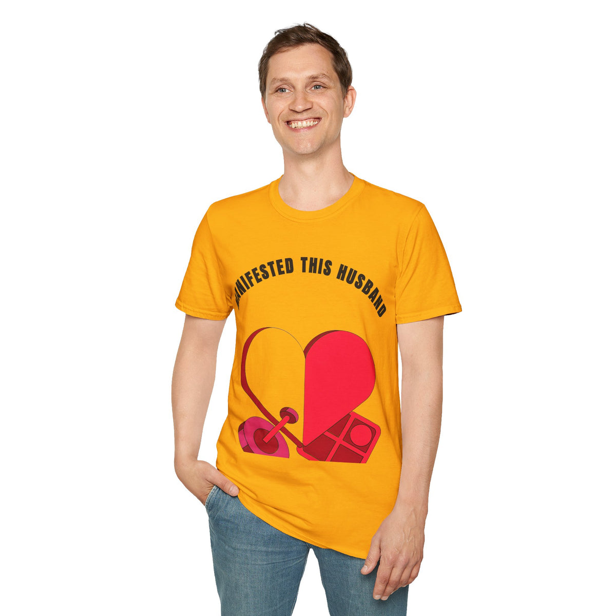 T-Shirt — "Manifested This Husband" Heart Graphic - Trending Now - September 2026