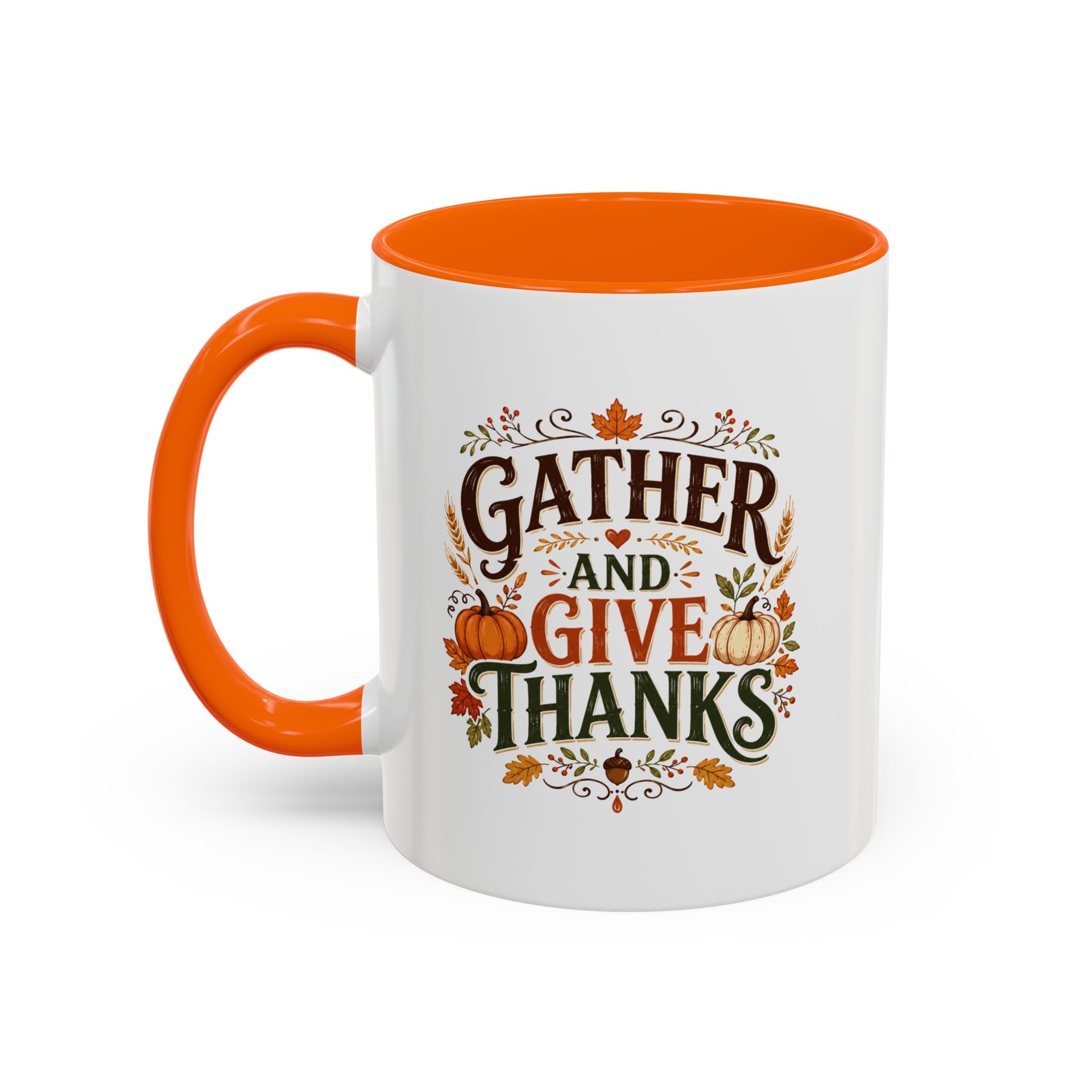 Thanksgiving Mug Gather and Give Thanks Coffee Mug — Thanksgiving Accent Mug
