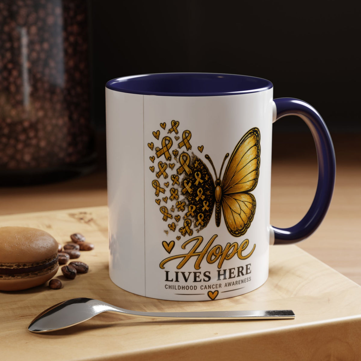 Hope Lives Here Childhood Cancer Awareness Accent Coffee Mug