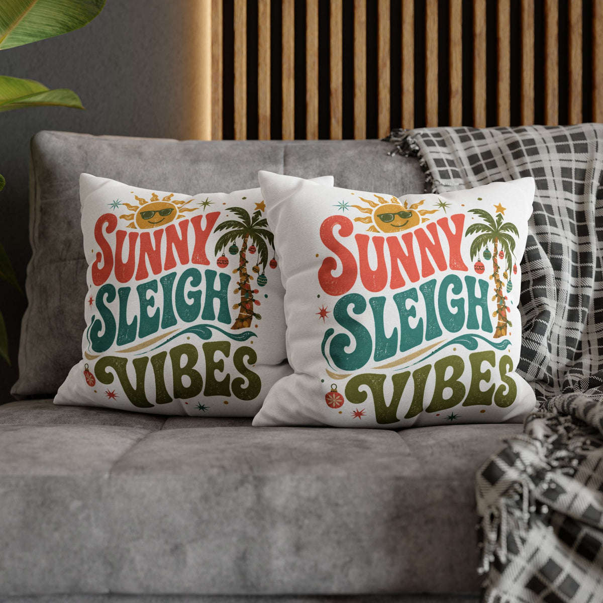 Sunny Sleigh Vibes Decorative Pillowcase Modern Day Christmas