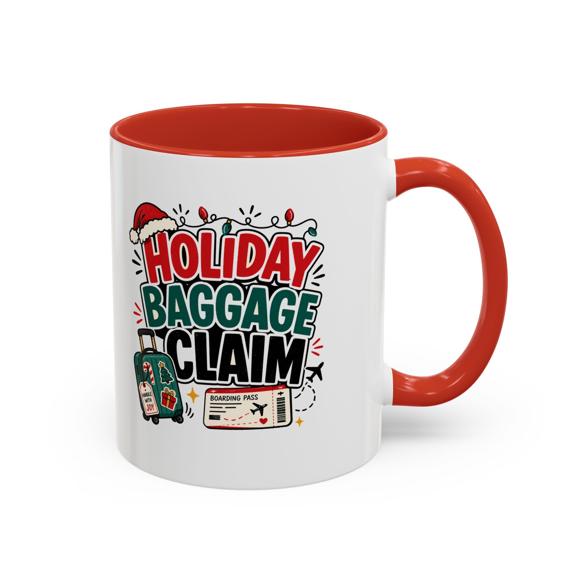 Modern Day Christmas Holiday Baggage Claim Coffee Mug — Funny Christmas Travel Gift (11/15oz)