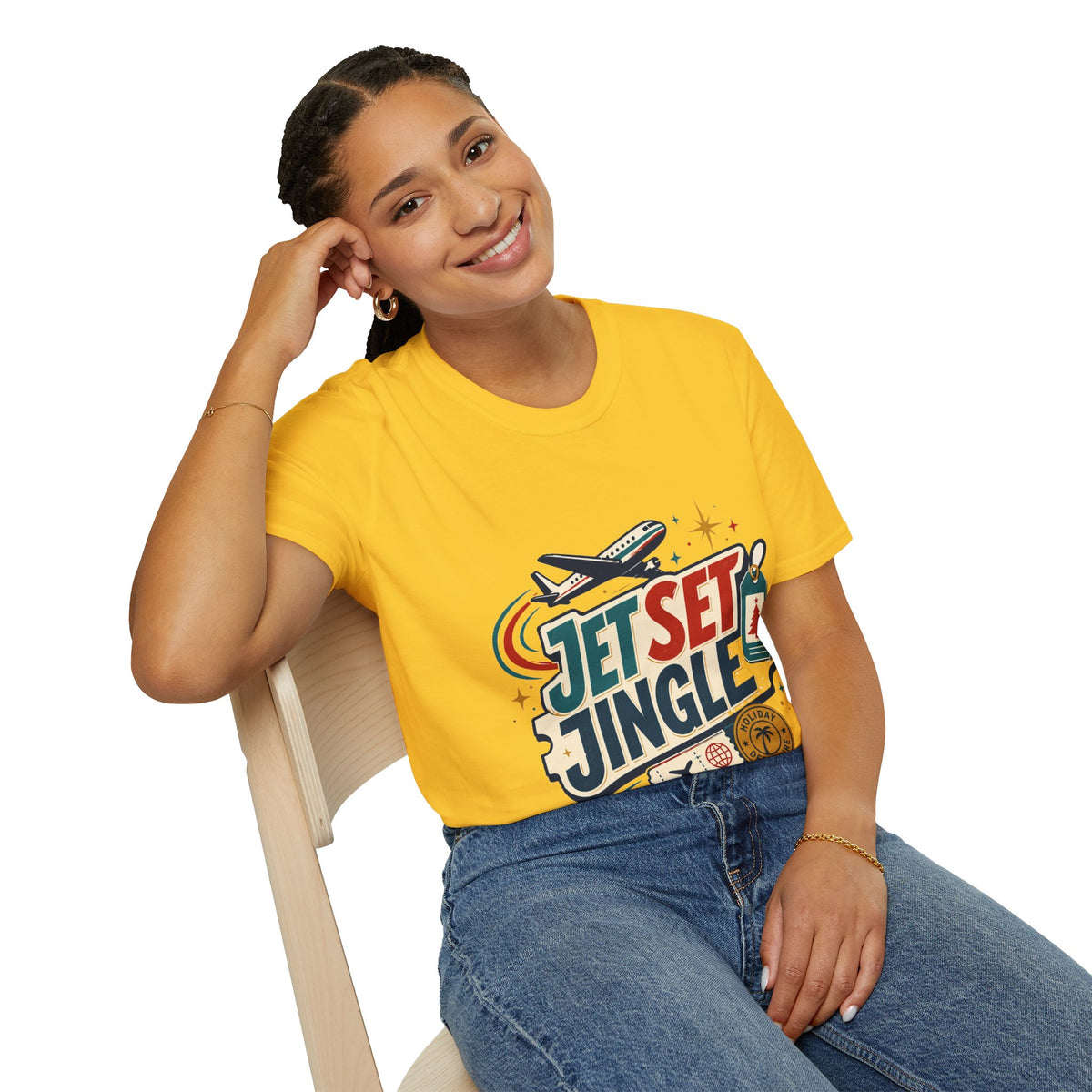 Jet Set Jingle Travel T-Shirt — Retro Airplane Vacation Graphic