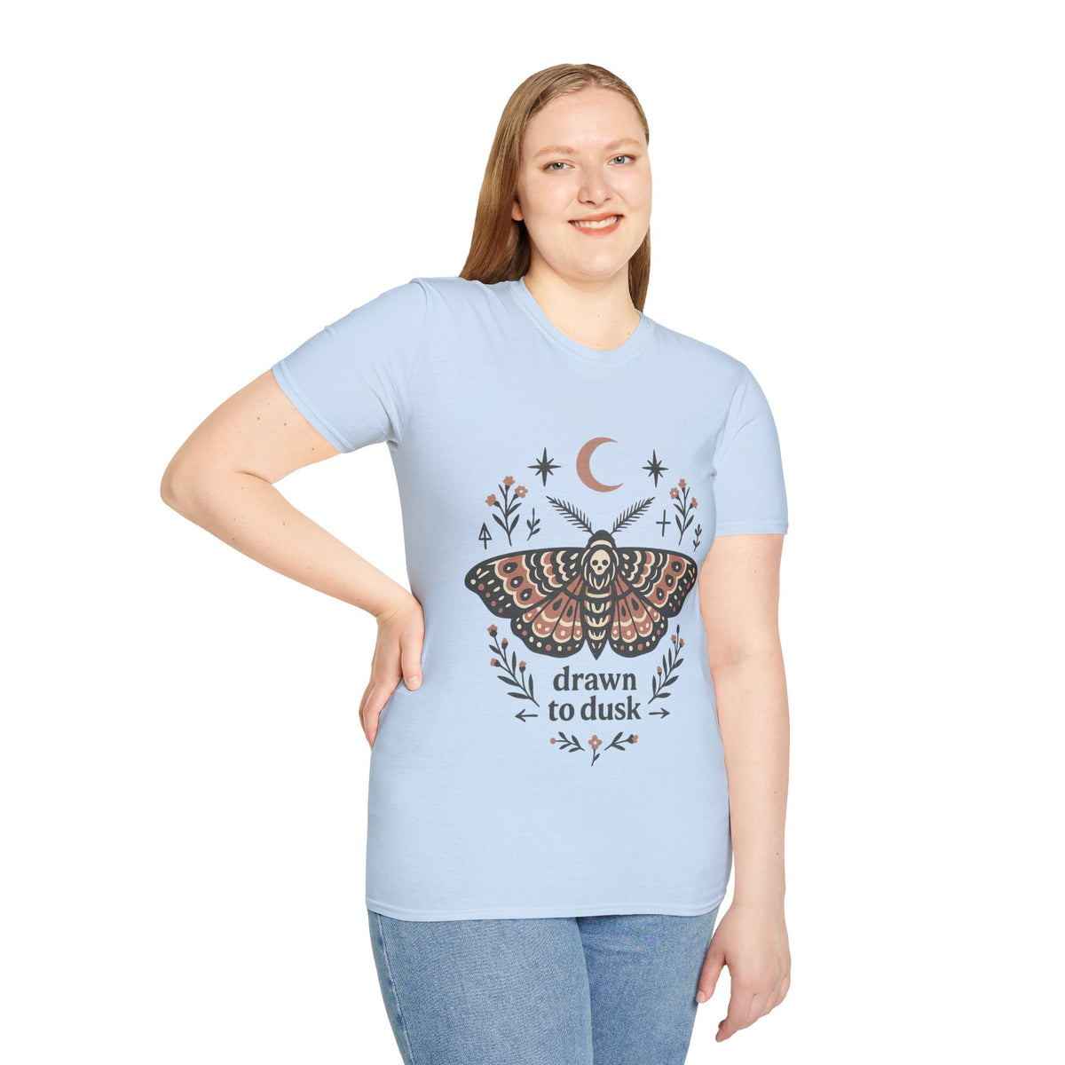 Mystic Moth T-Shirt — Crescent Moon & Floral Boho Graphic - Trending Now- August 2026