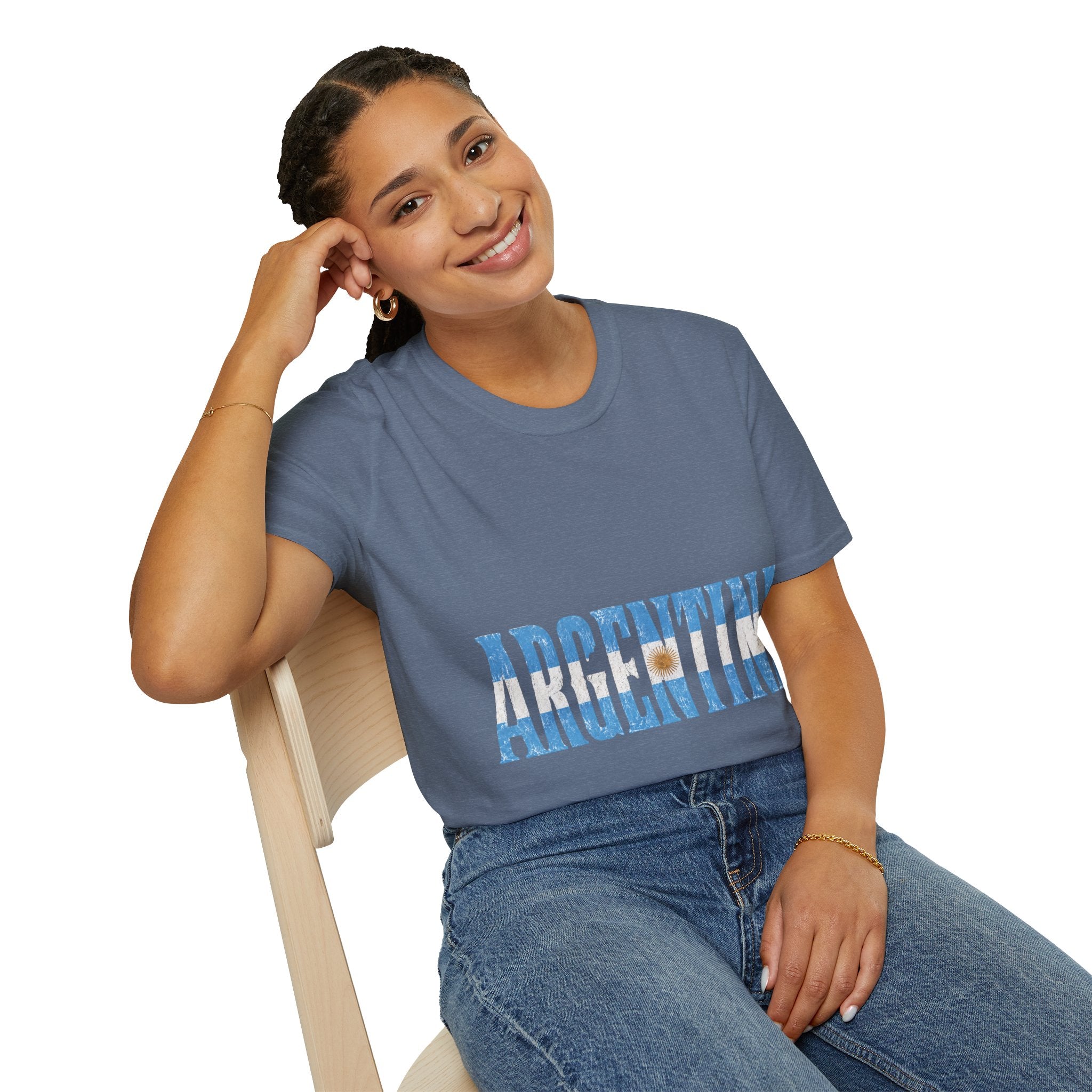 Argentina Beach Vibes T-Shirt — Distressed Blue "ARGENTINA" Graphic