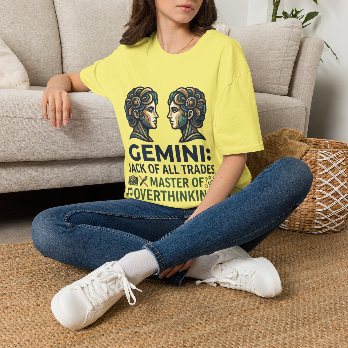 Gemini Zodiac T‑Shirt — Vintage Twins Astrology Tee ("Gemini: Jack of All Trades")