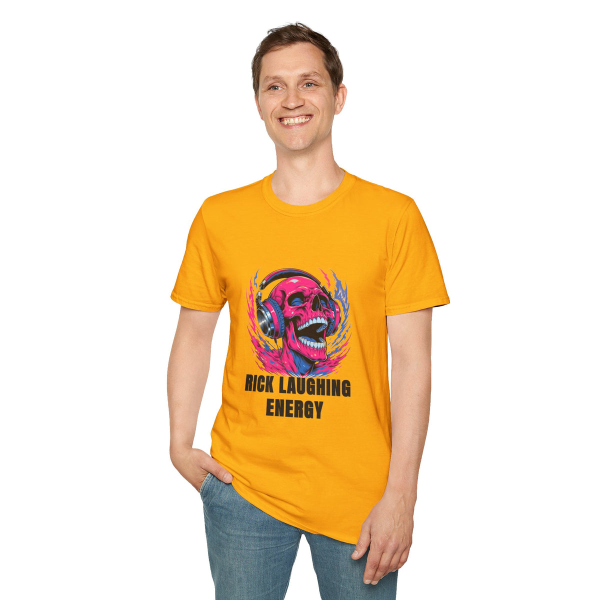 Skull Headphones T-Shirt — "Rich Laughing Energy" Graphic Tee - Trending Now - August 2026