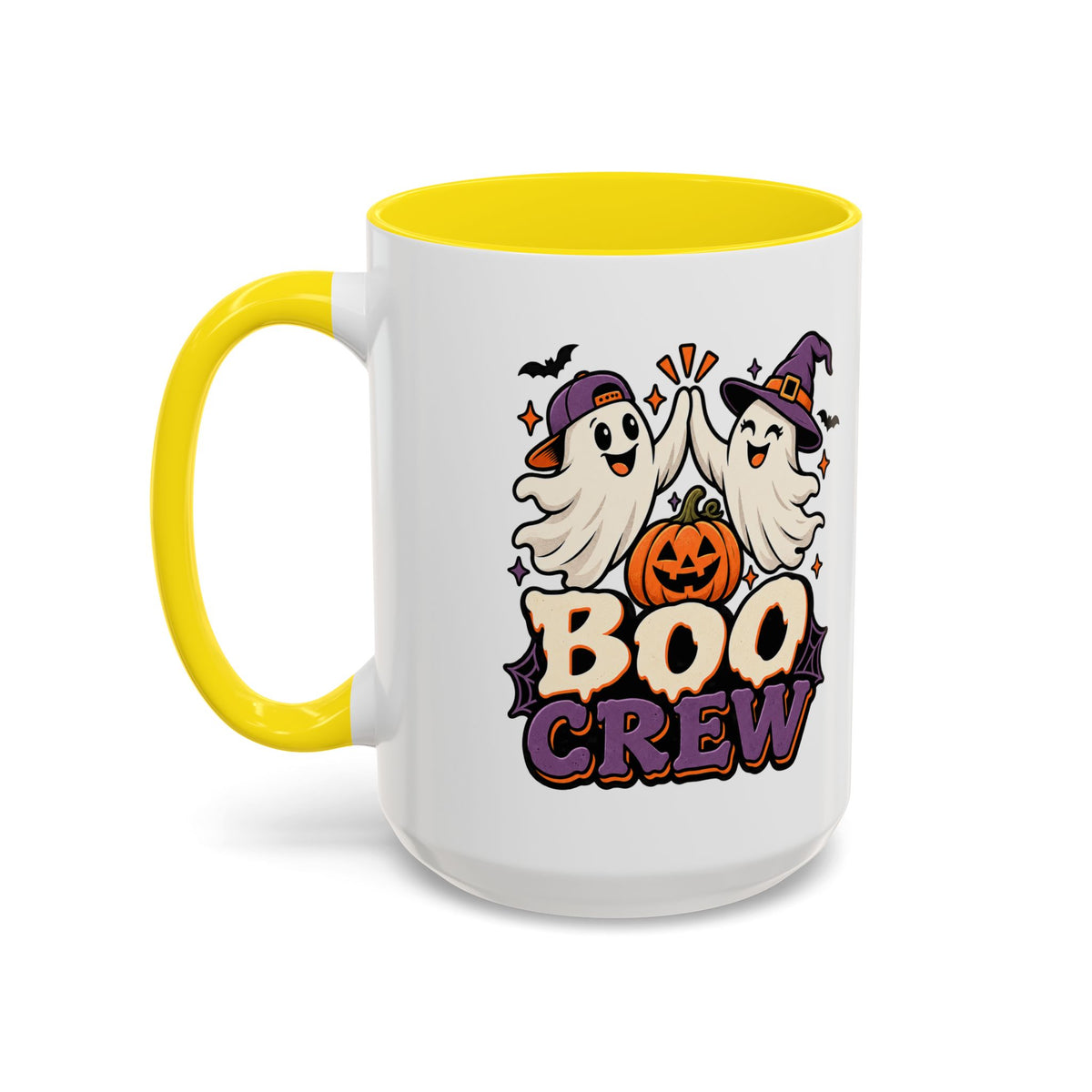 Boo Crew Halloween Accent Coffee Mug — Cute Ghosts & Jack-O'-Lantern Design (11/15 oz)