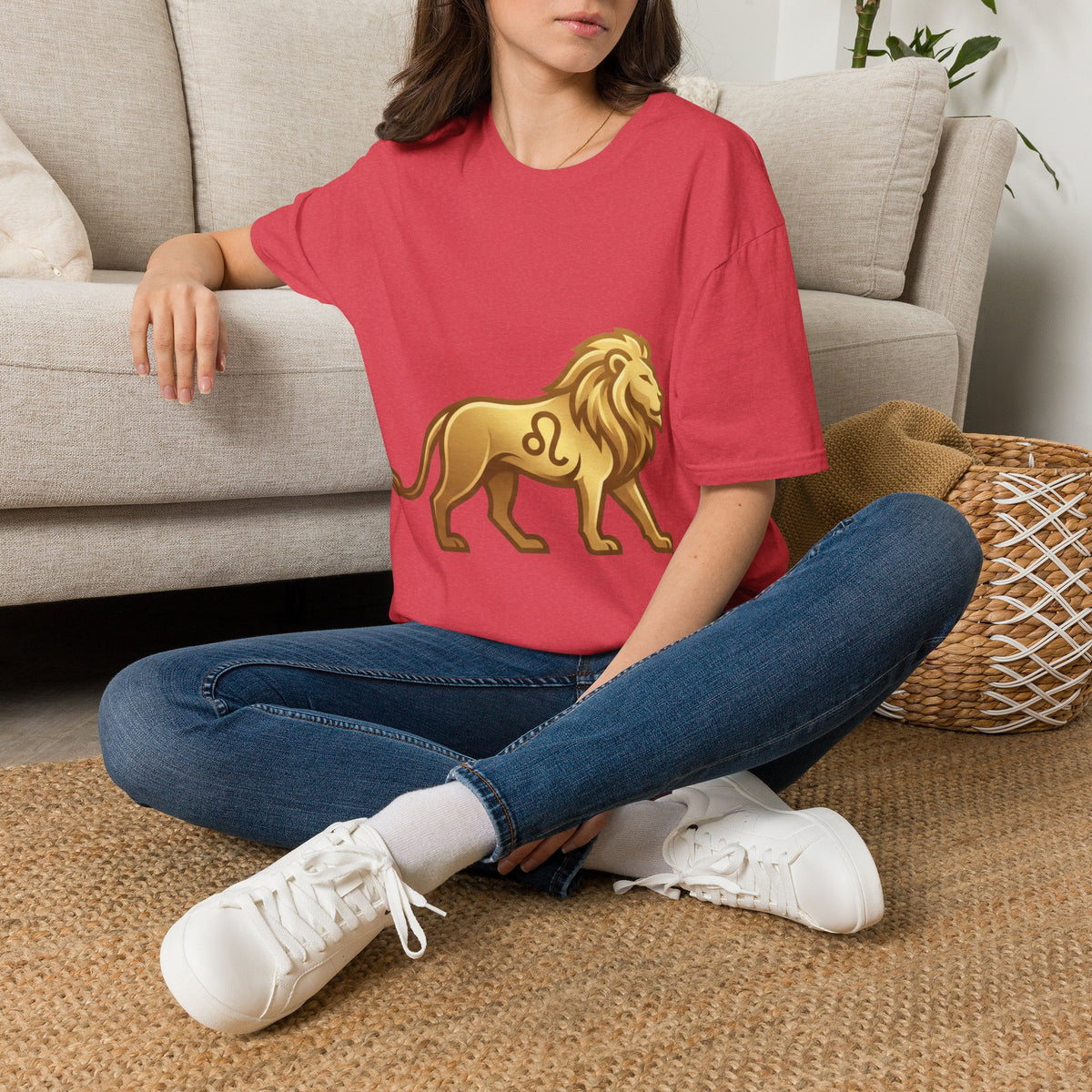 Leo Zodiac Lion T-Shirt — Gold Astrology Tee for Leo Birthdays & Zodiac Fans