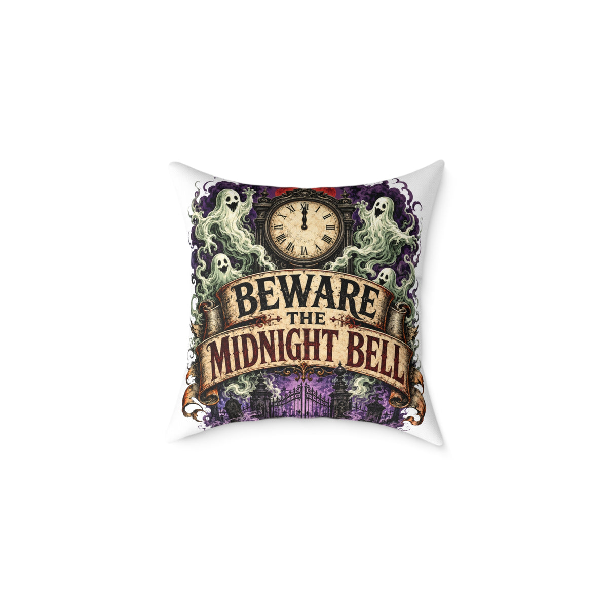 Halloween Beware the Midnight Bell Decorative Pillow – Gothic Halloween Throw Pillow
