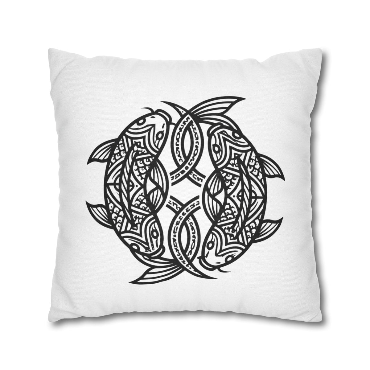 Pisces Celtic Koi Fish Decorative Pillowcase — Tribal Circle Fish Throw Pillow