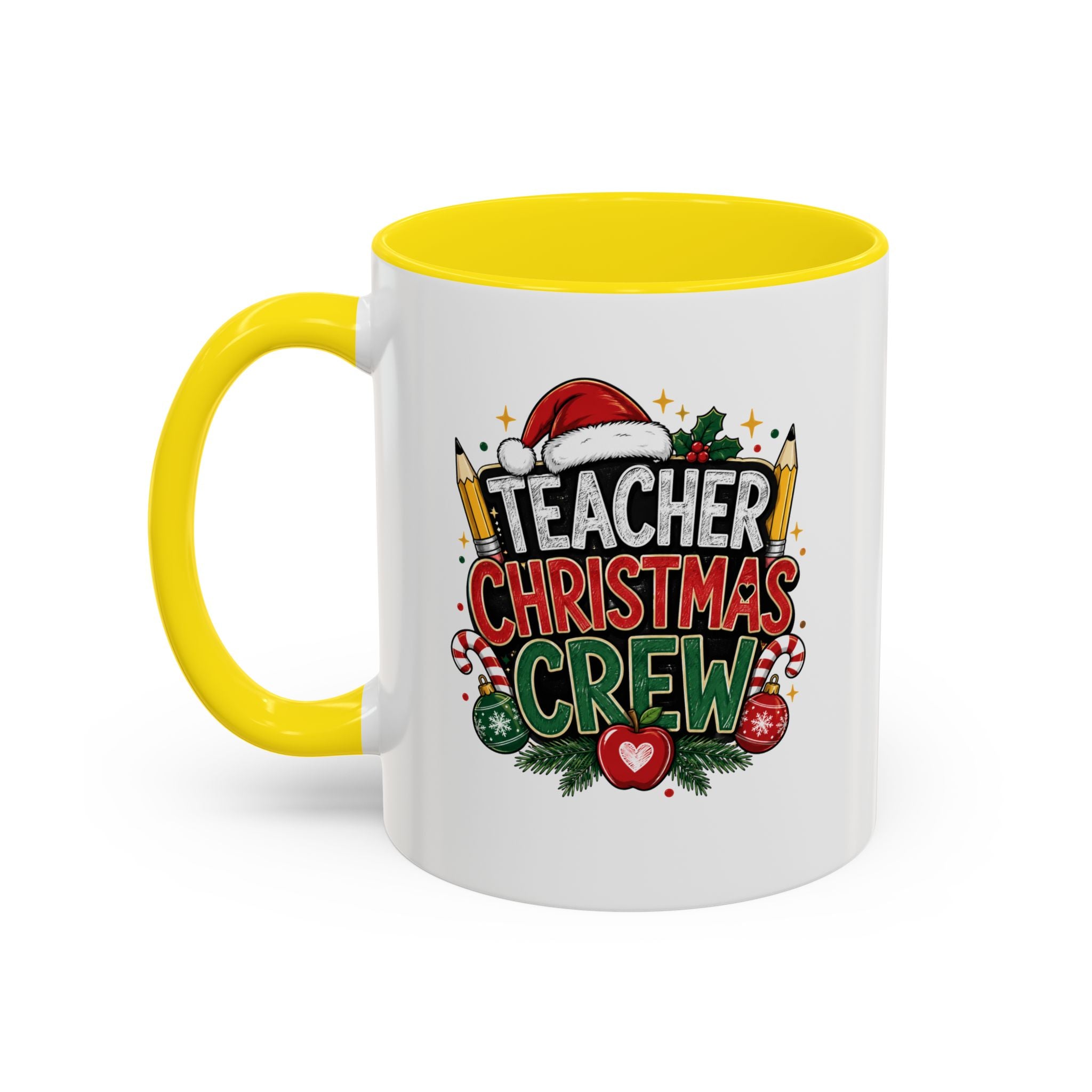 Teacher Christmas Crew Accent Coffee Mug – Holiday Teacher Gift