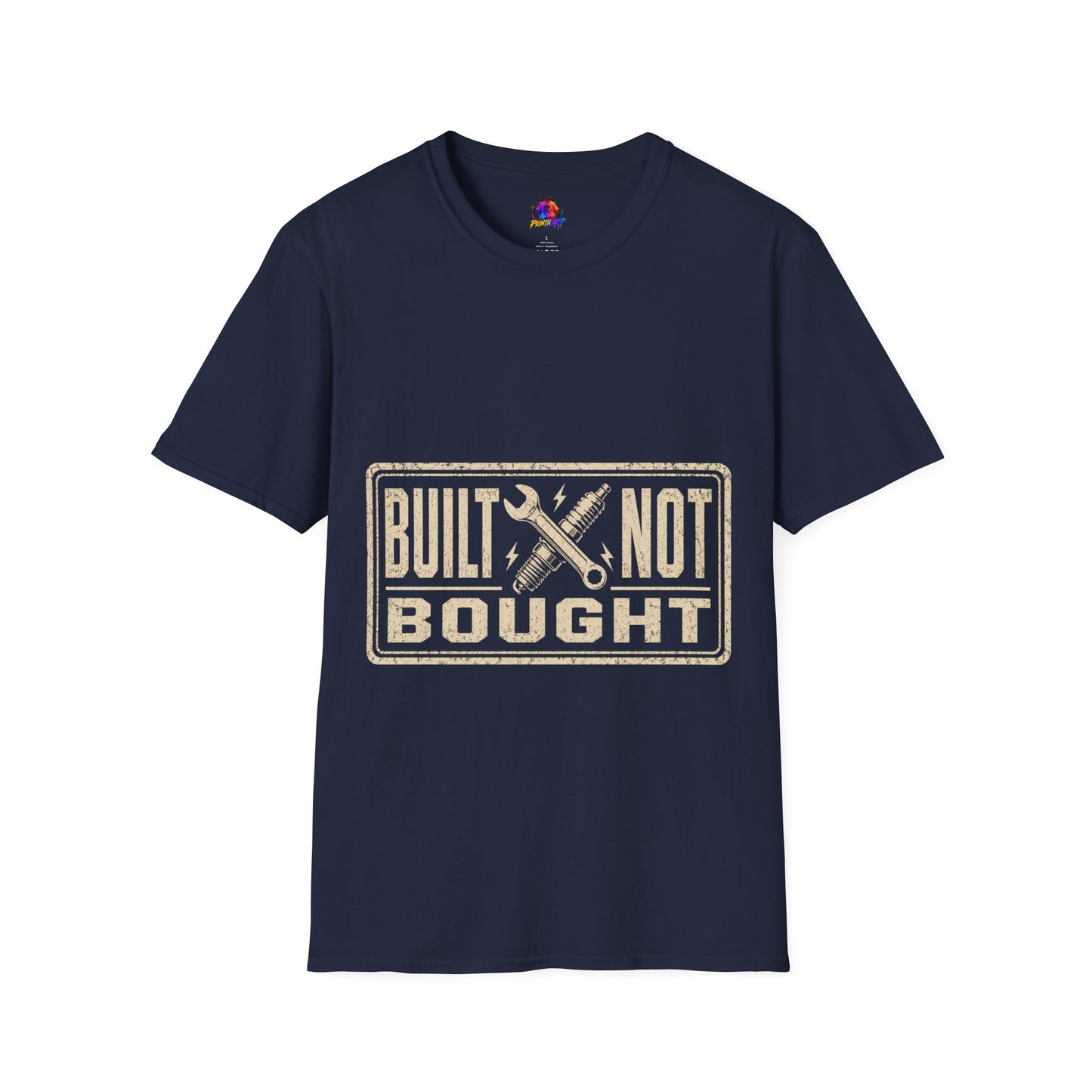Built Not Bought T-Shirt — Vintage Mechanic Workwear Tee