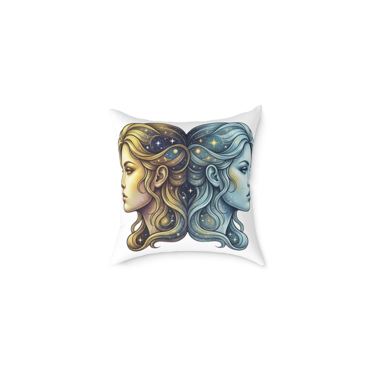 Zodiac Gemini Double-Face Art Pillow — Celestial Sun & Moon Decorative Throw Pillow