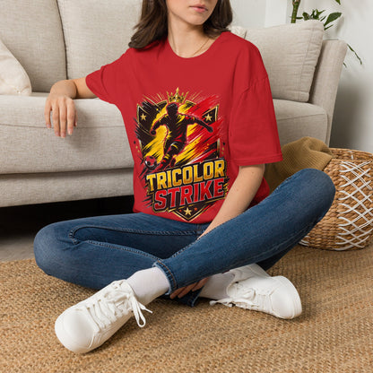 Belgium Soccer T-Shirt — 'Tricolor Strike' Graphic Jersey Tee