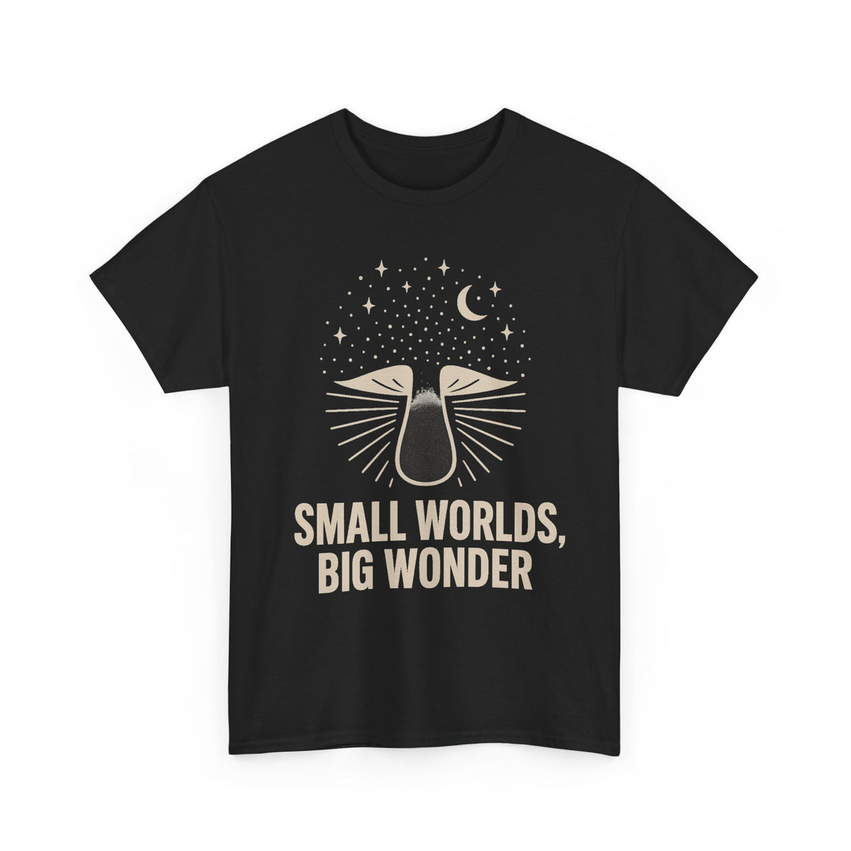 Small Worlds Big Wonder Celestial Mushroom Tee - Aesthetic Nature T-Shirt - Trending Now - September 2026