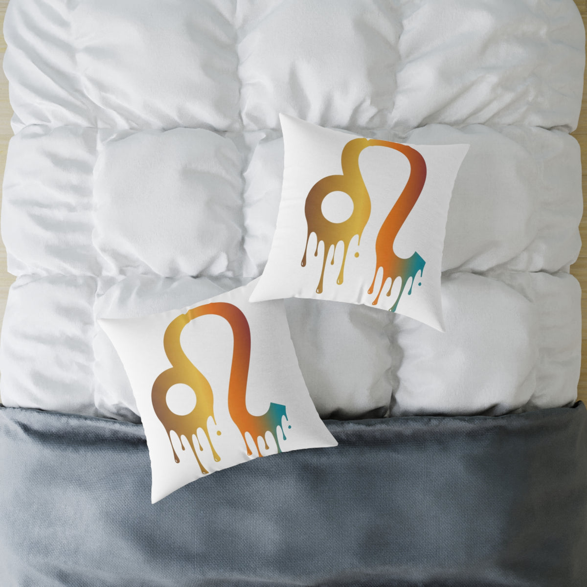 Leo Zodiac Dripping Astrological Square Poly Canvas Pillow