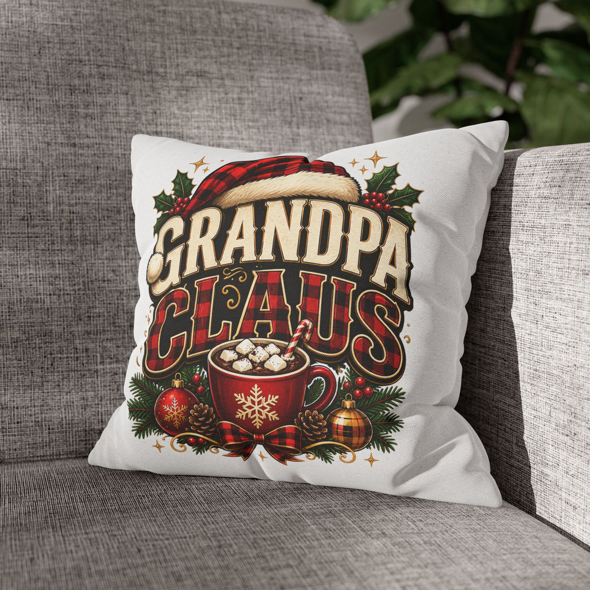 Christmas Grandpa Claus Holiday Pillowcase – Festive Christmas Throw Pillow Cover