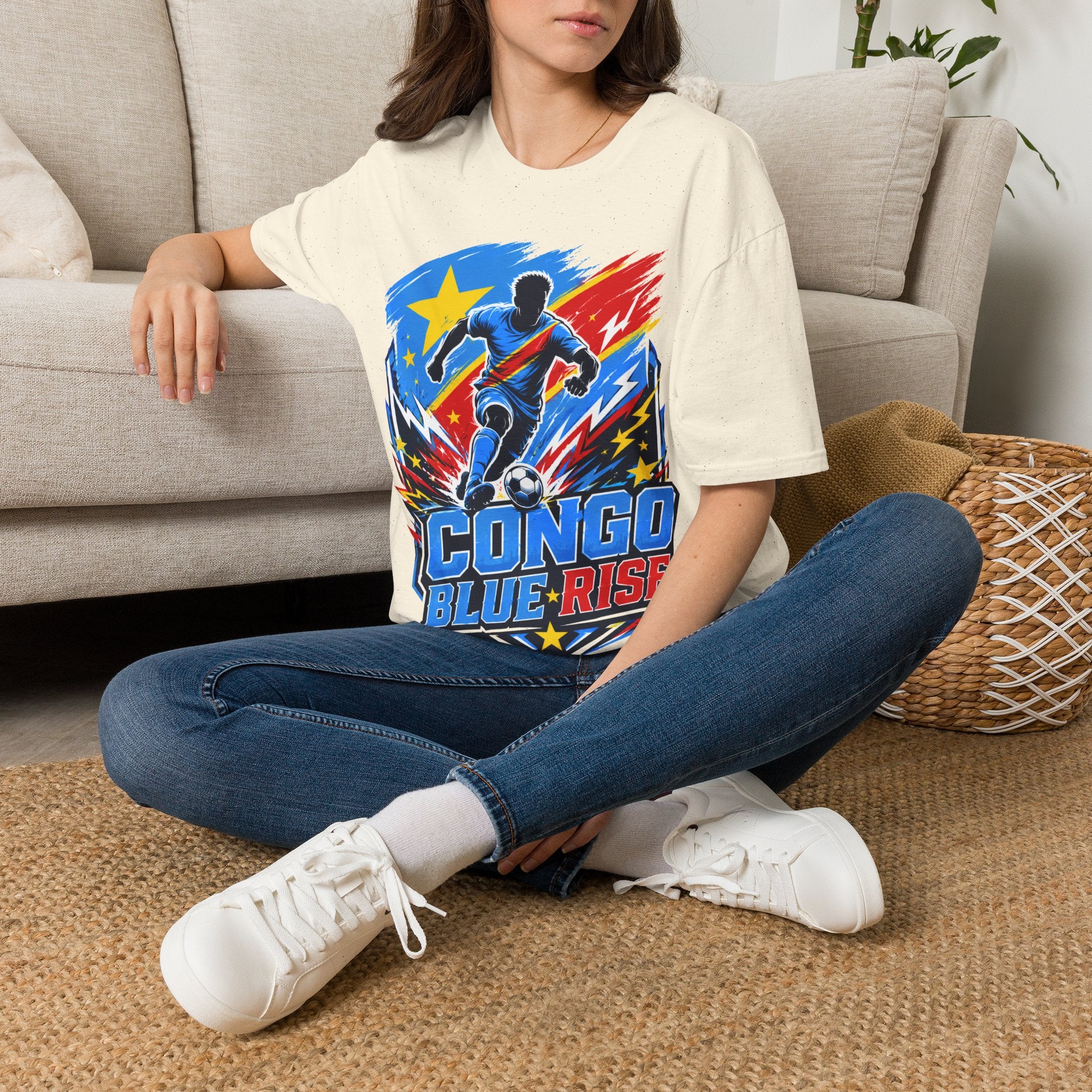Congo Soccer T-Shirt — Congo Blue Rise Football Fan Tee