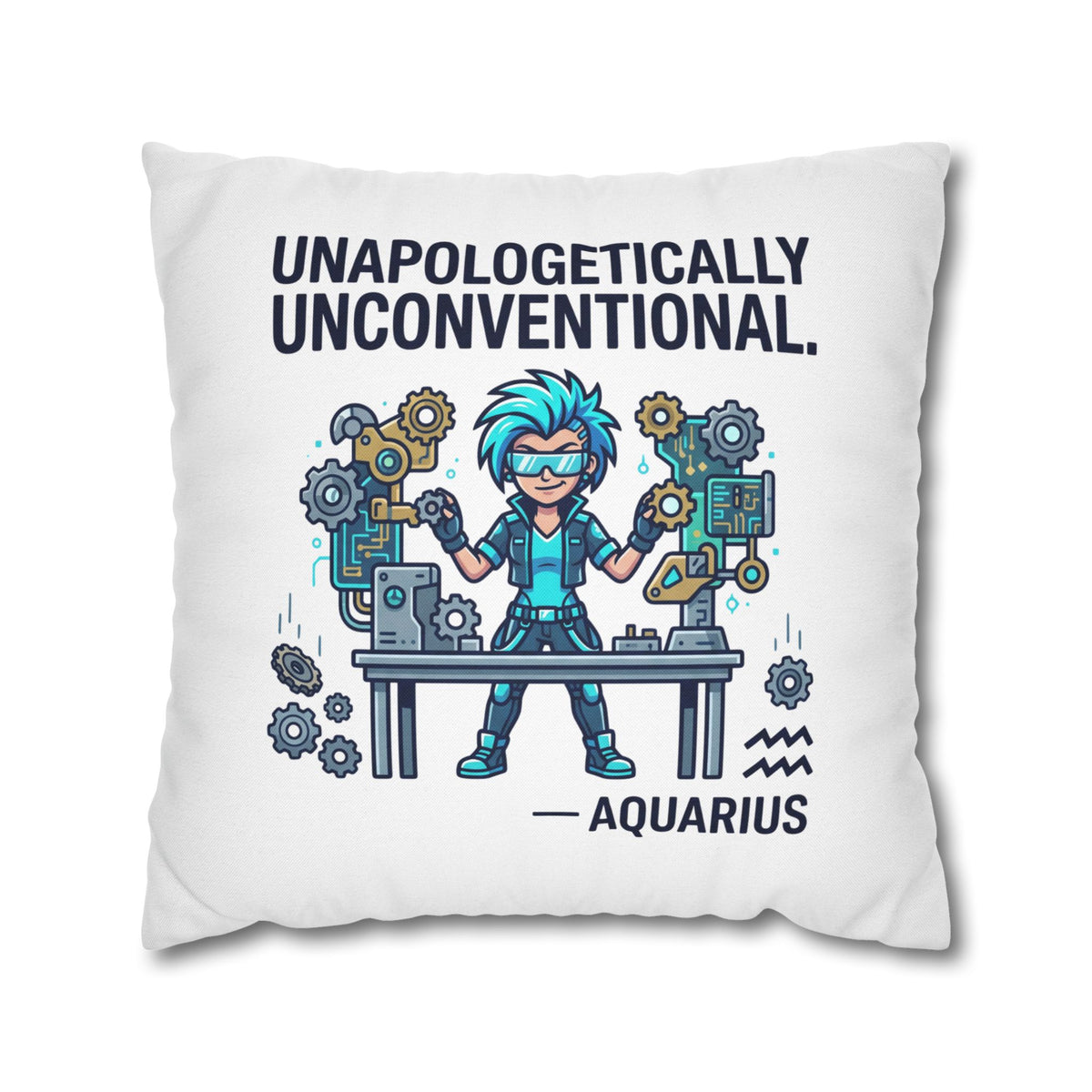 Aquarius Zodiac Spun Polyester Square Pillowcase
