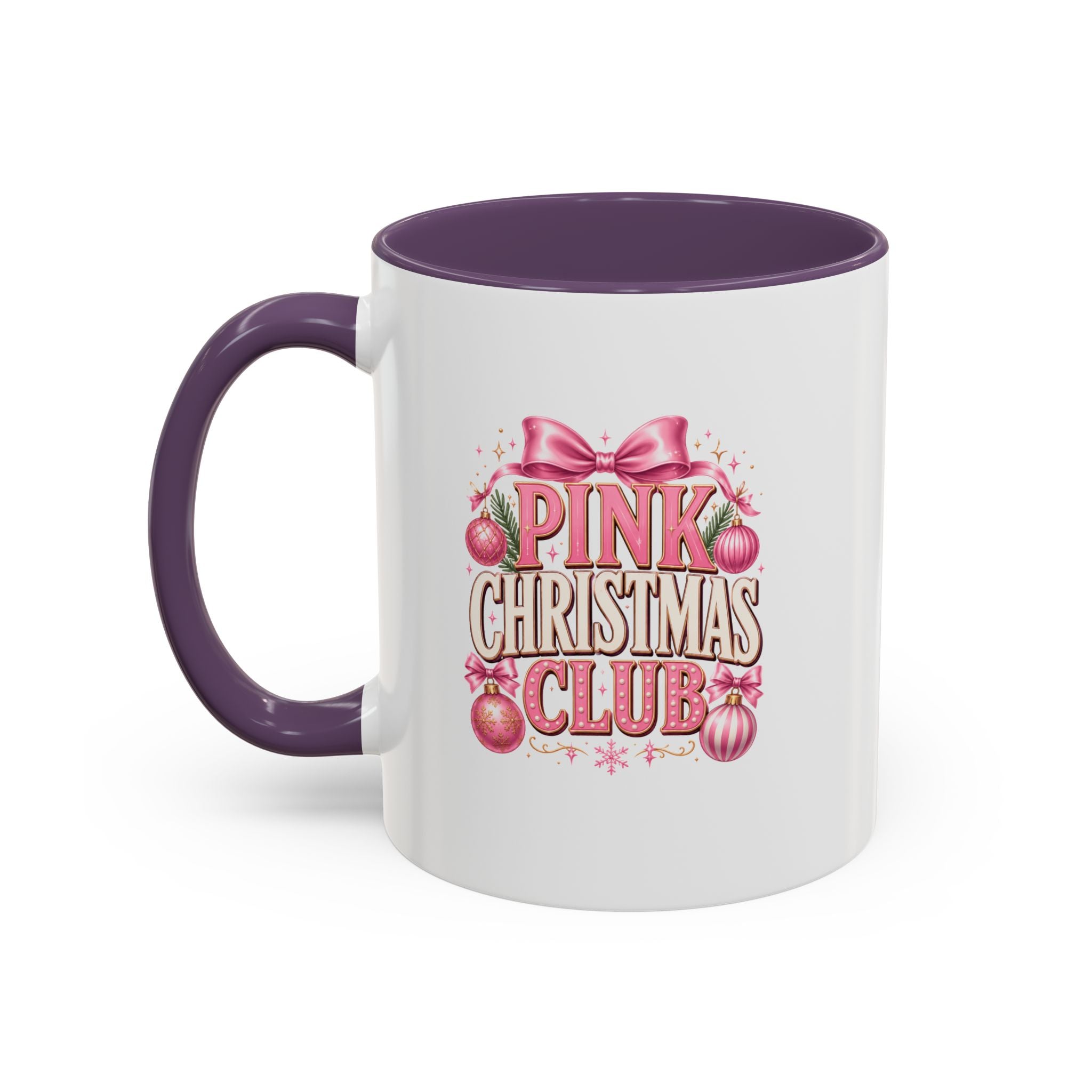 Pink Christmas Club Accent Coffee Mug — Festive Holiday Coffee Cup