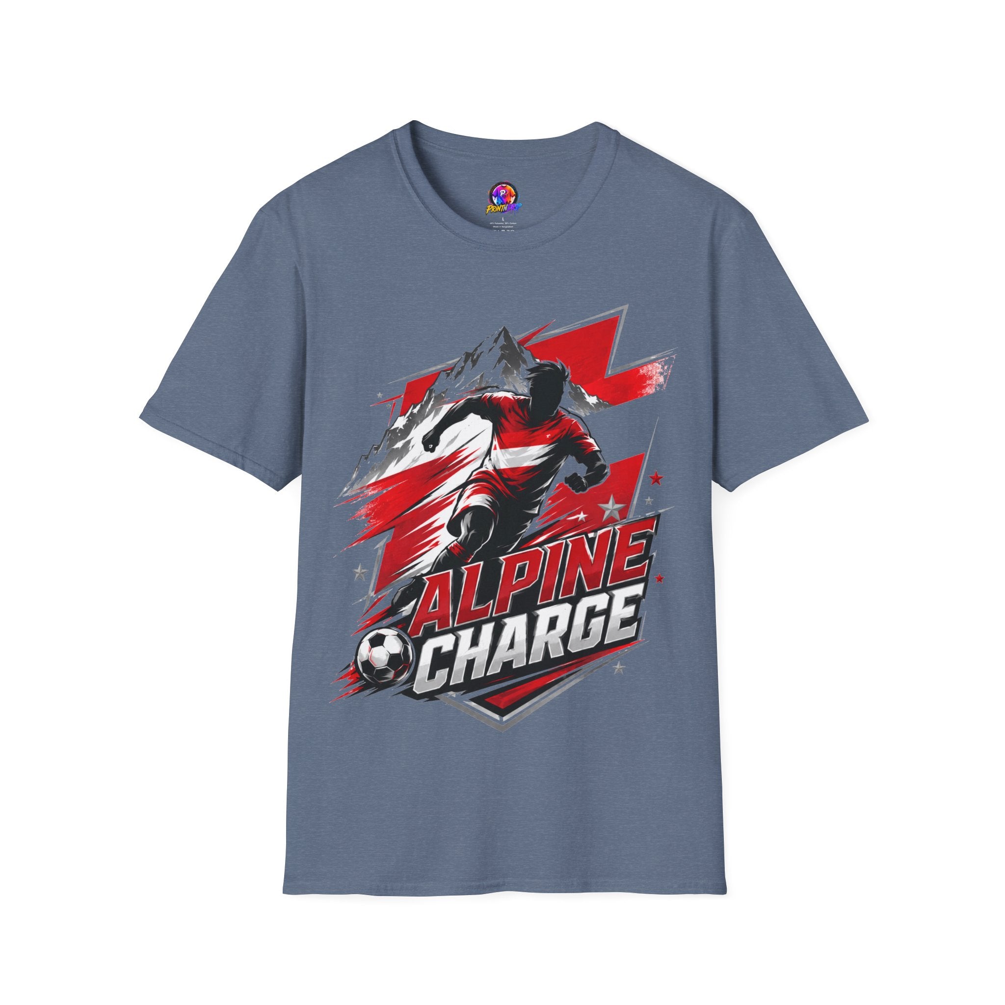 Austria  Alpine Charge Soccer T-Shirt — Mountain Football Graphic Tee -