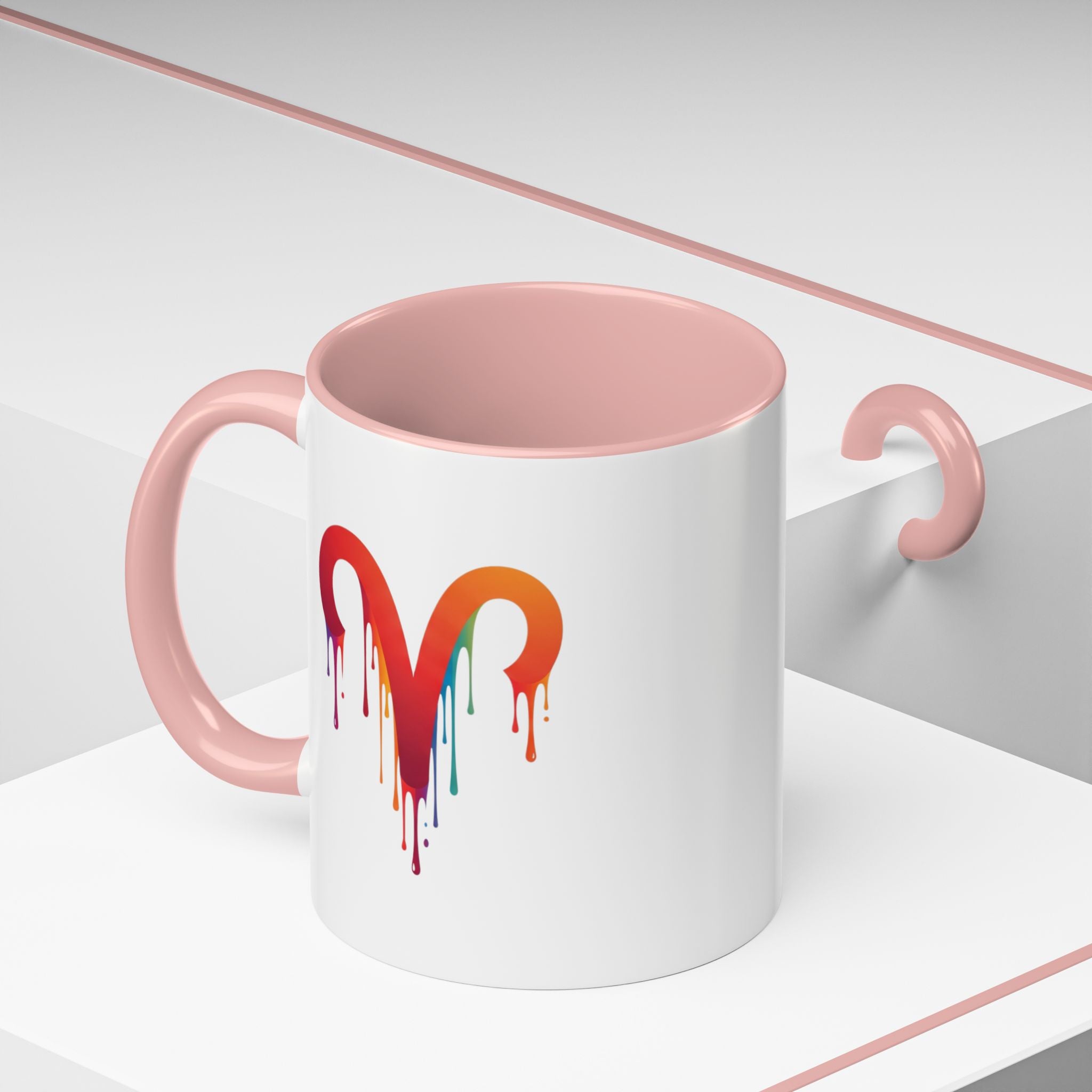 Rainbow Drip Heart Coffee Mug — Colorful Art Accent Mug