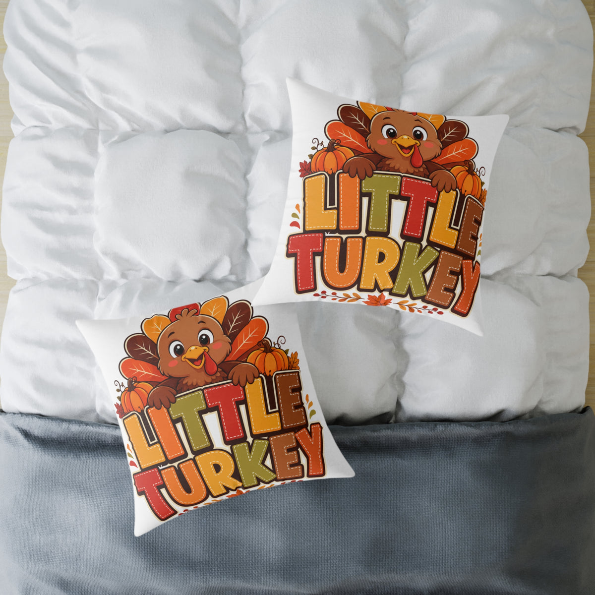 Little Turkey Thanksgiving Pillow — Cute Kids Holiday Throw Pillow