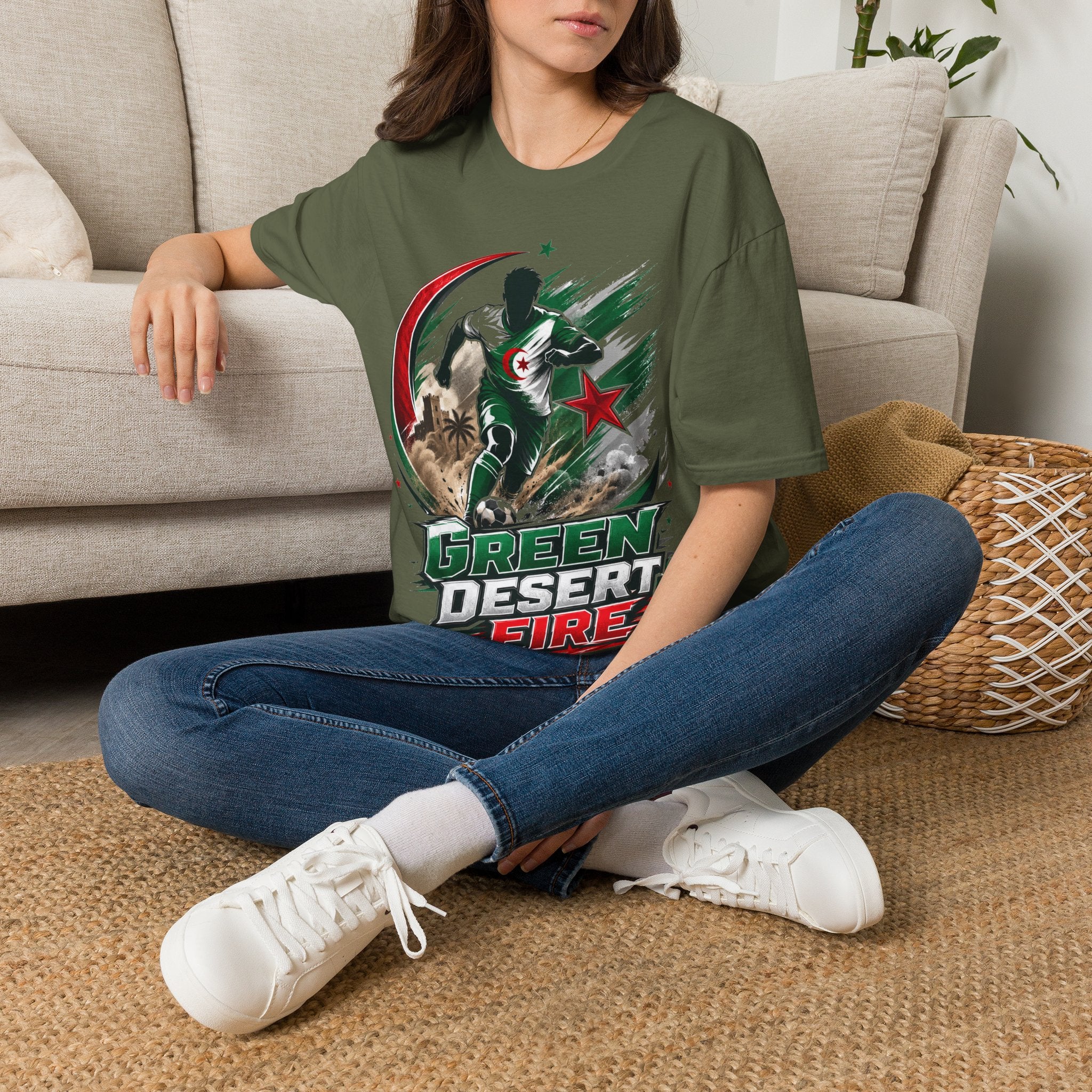 Algeria Football Fan Tee — "Green Desert Fire" Soccer Shirt