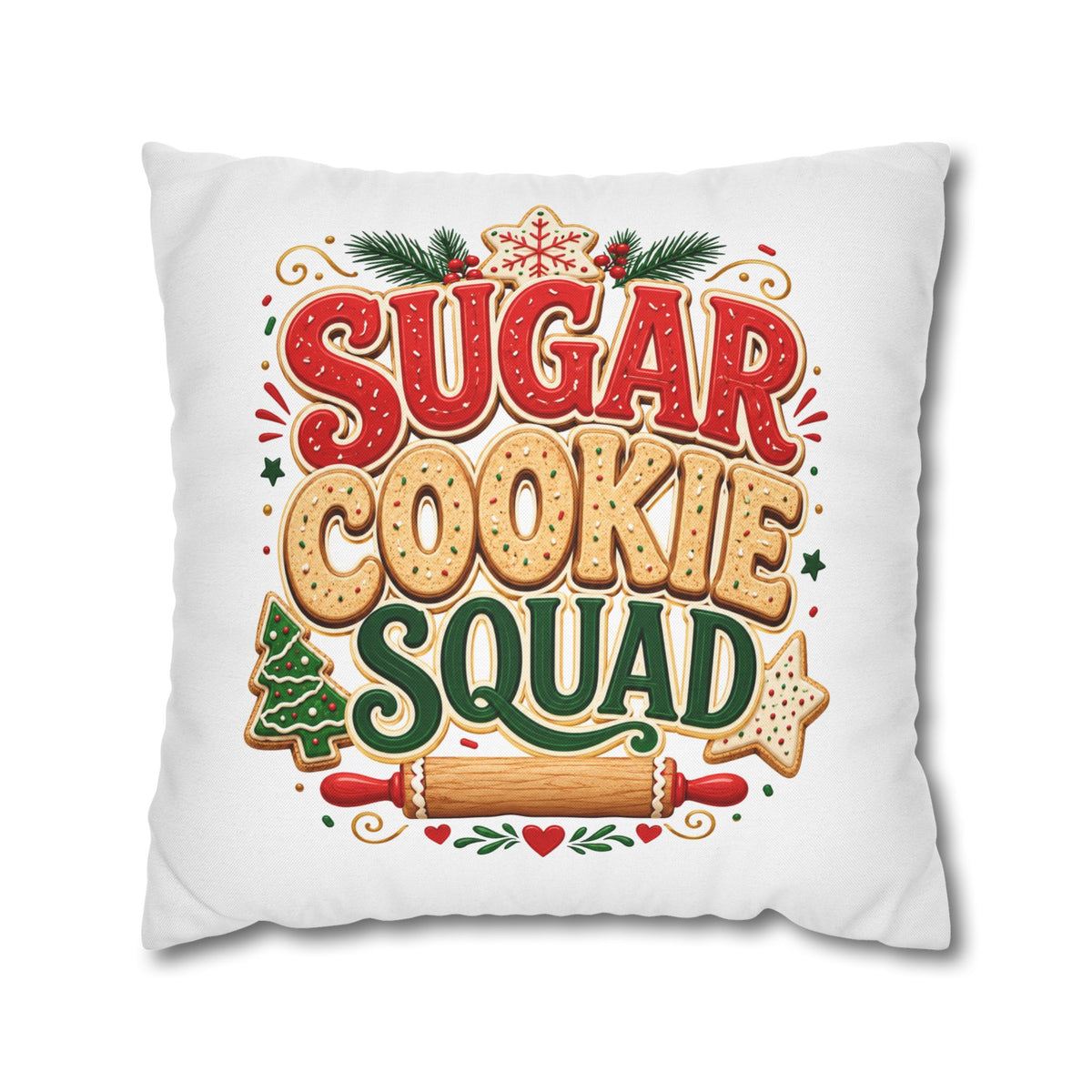 Christmas Sugar Cookie Squad Pillowcase – Festive Christmas Baking Decorative Throw Pillowcase
