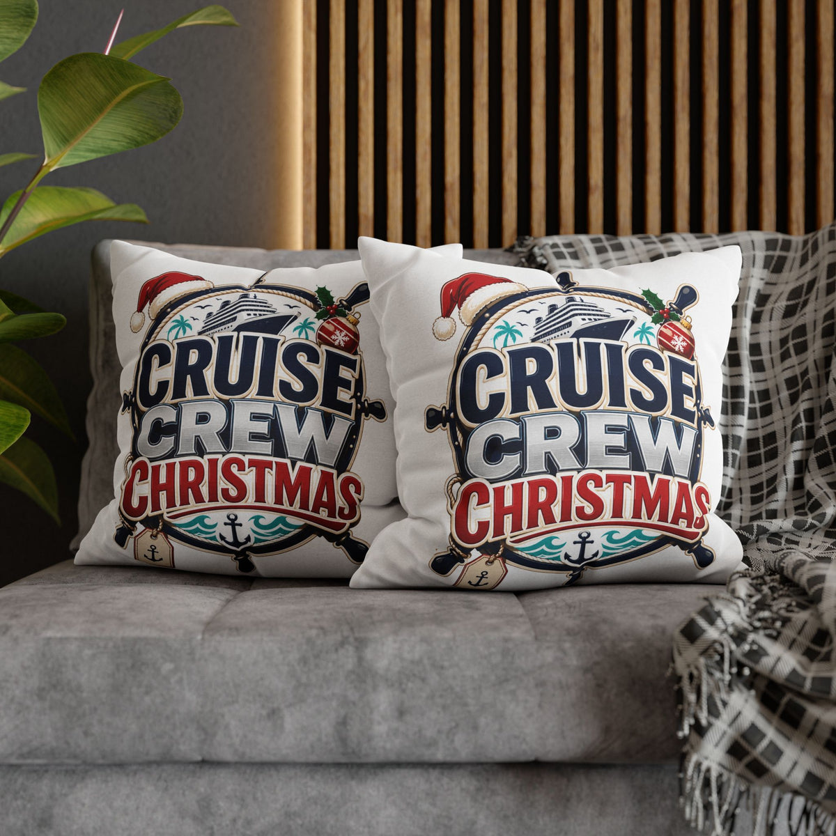Cruise Crew Christmas Pillowcase –Modern Day Christmas   Nautical Holiday Decorative Pillowcase