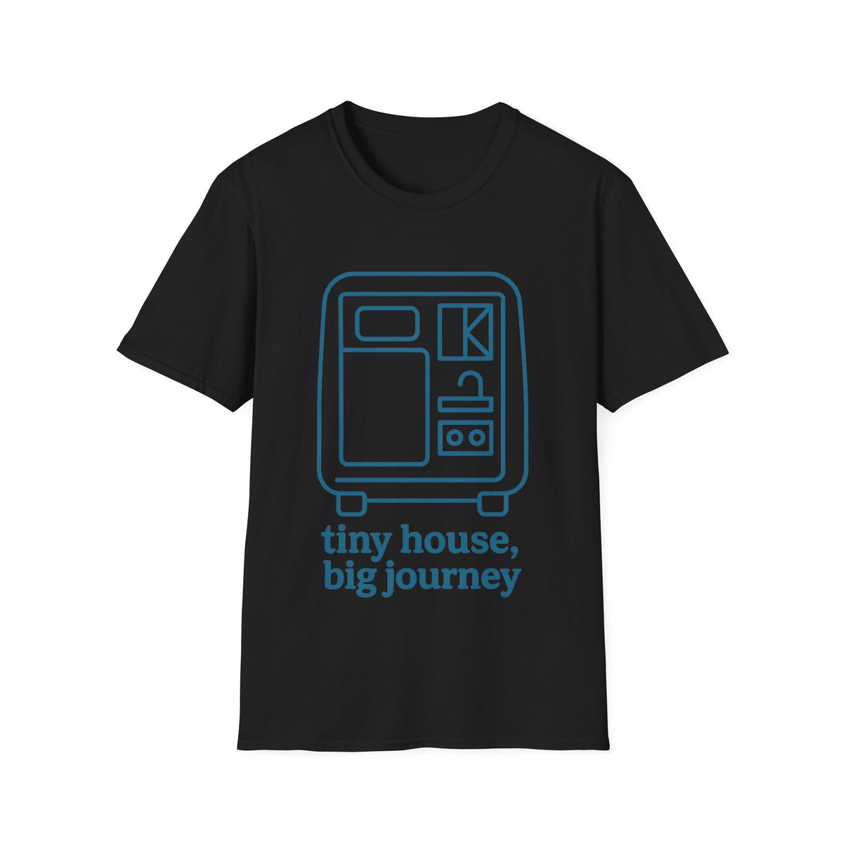 "Tiny House, Big Journey" Minimalist Trailer Graphic Tee - Creative Camper Van Life White T-Shirt - Trending Now - September 2026