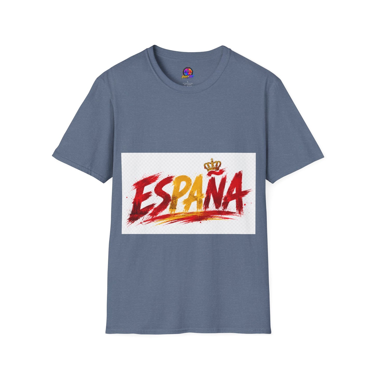 Spain  Graphic T-Shirt — Spanish Flag Brushstroke Design with Crown