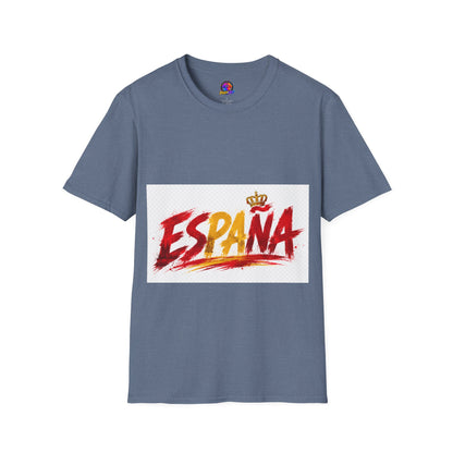 Spain  Graphic T-Shirt — Spanish Flag Brushstroke Design with Crown