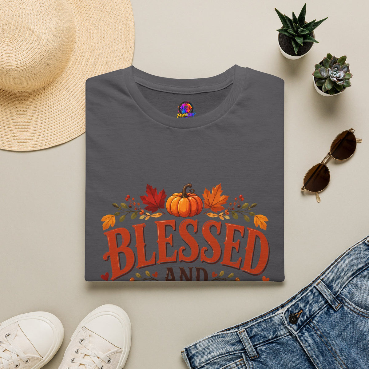 Thanksgiving T-Shirt Blessed and Stuffed Thanksgiving T-Shirt