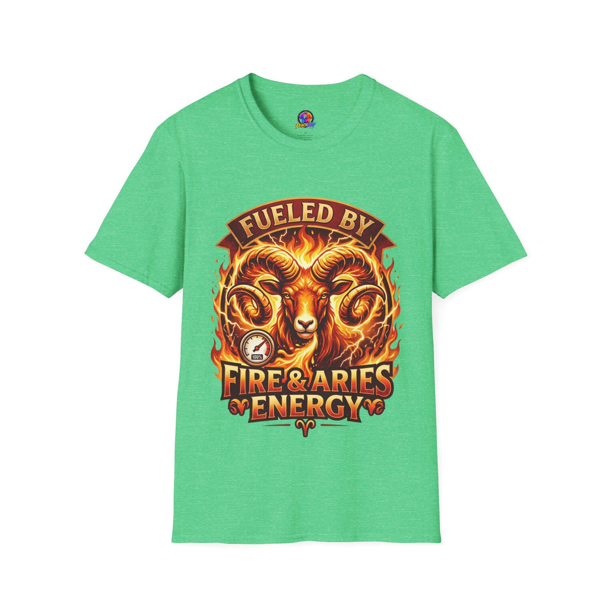 Aries Zodiac Fueled By Fire & Aries Energy T-Shirt — Zodiac Ram Graphic Tee