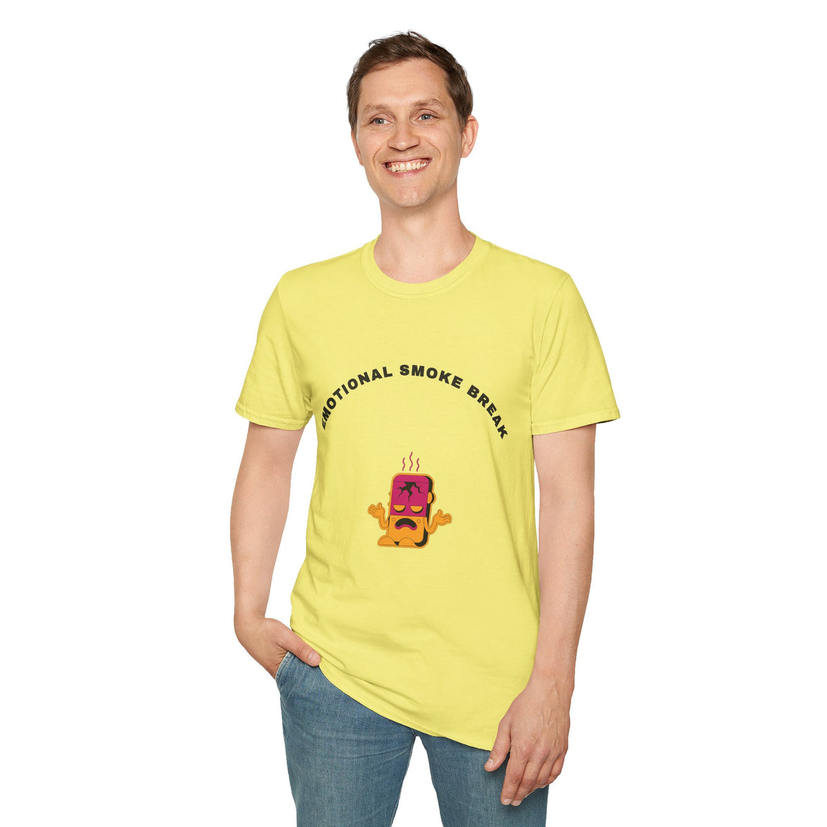 T-Shirt — “Emotional Smoke Break” Funny Cartoon Cigarette Character Tee - Trending Now - September 2026