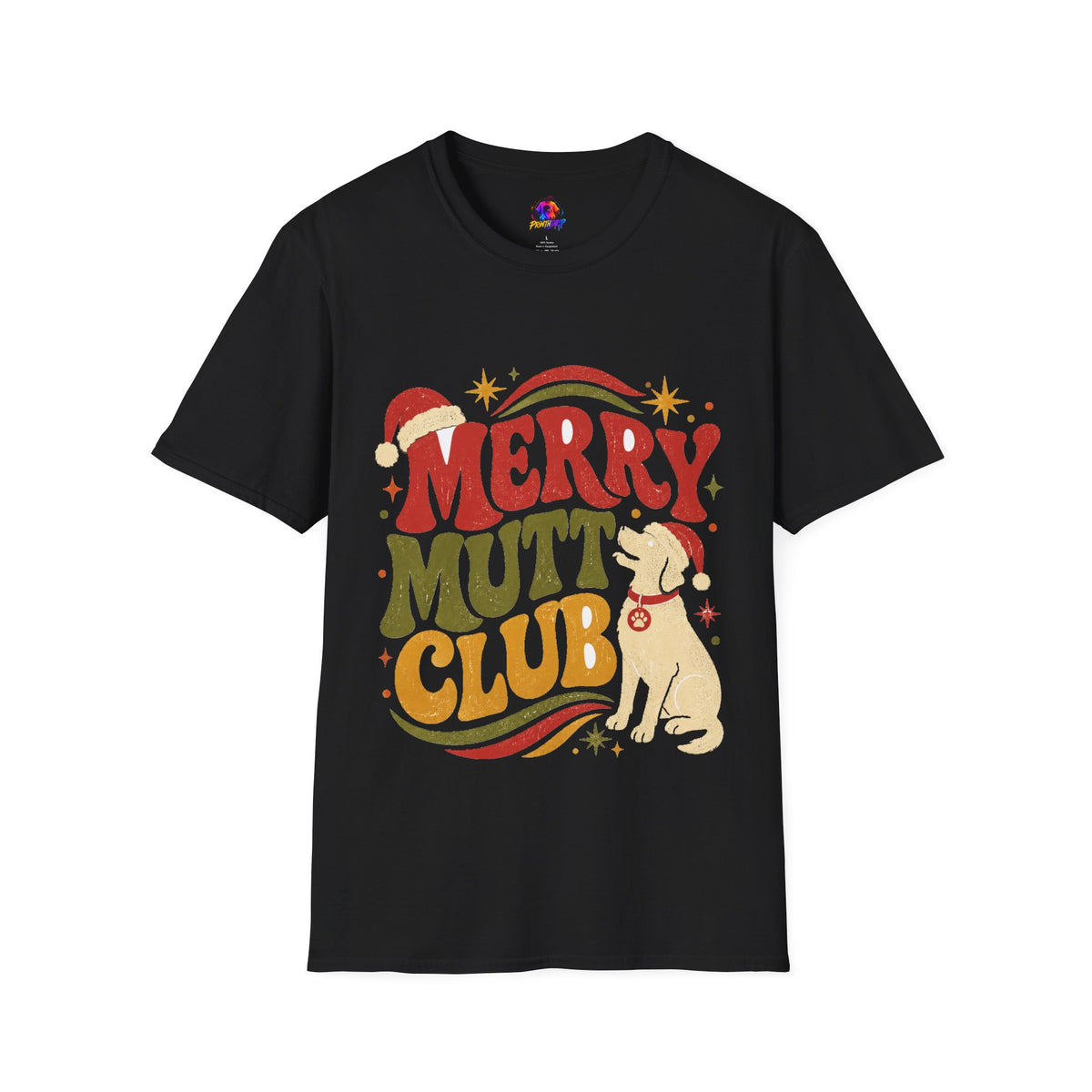 Merry Mutt Club T-Shirt — Retro Christmas Dog Lover Tee
