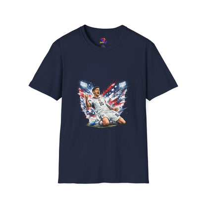 USA Soccer Player Flag T-Shirt — Patriotic Football Fan Tee