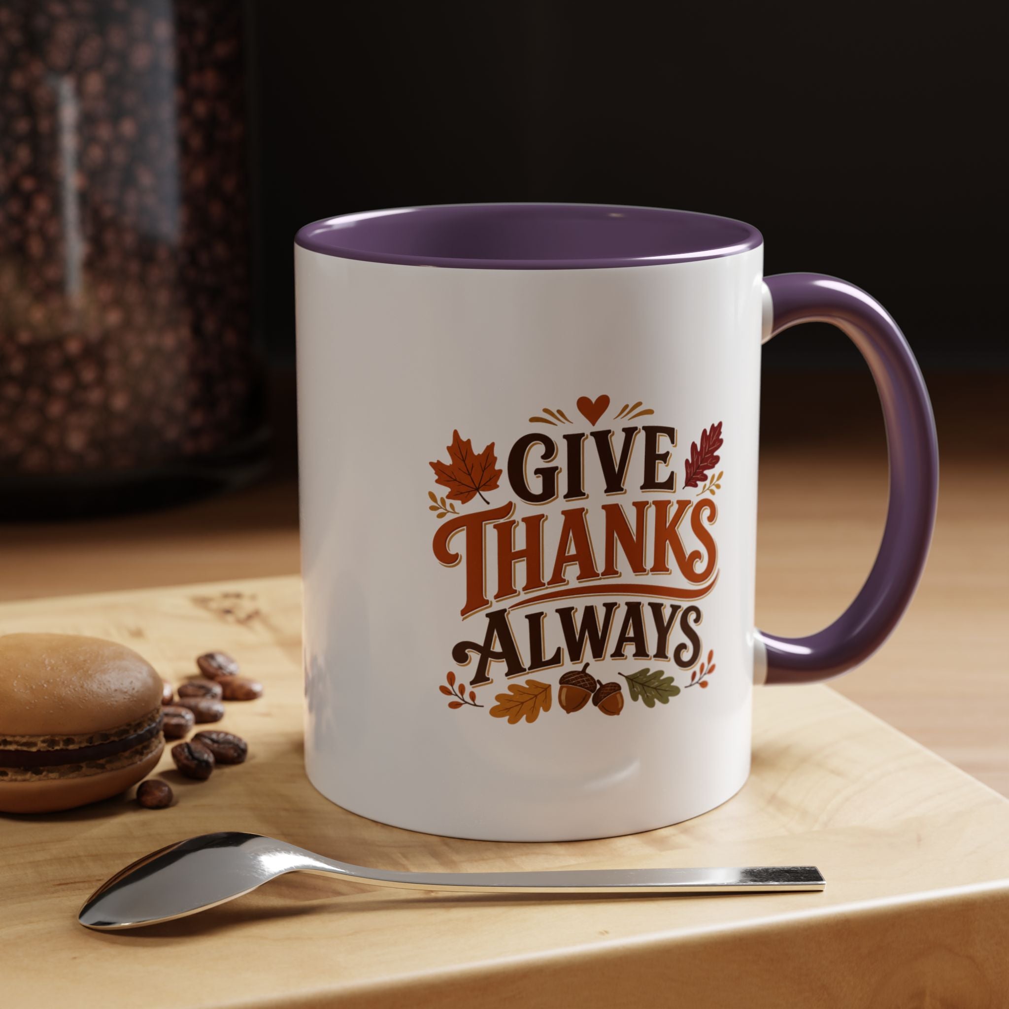 Thanksgiving Mug Give Thanks Always Accent Coffee Mug — Thanksgiving Autumn Ceramic Mug