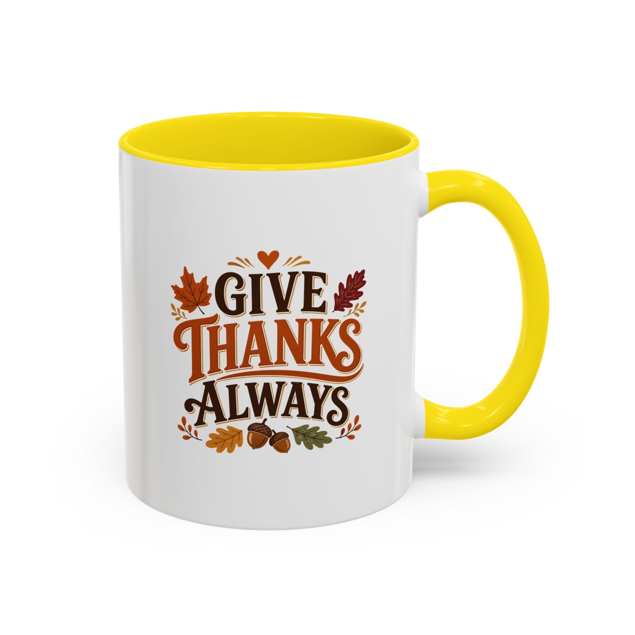 Thanksgiving Mug Give Thanks Always Accent Coffee Mug — Thanksgiving Autumn Ceramic Mug