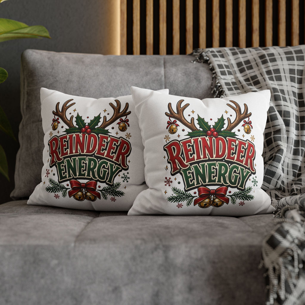 Christmas Reindeer Energy Holiday Pillowcase — Festive Christmas Decorative Throw Cover
