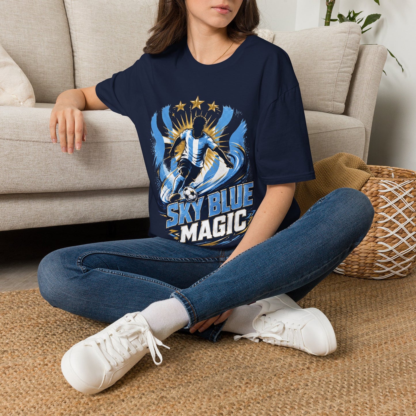 Argentina Sky Blue Magic Soccer T-Shirt — Argentinian Football Player Graphic Tee