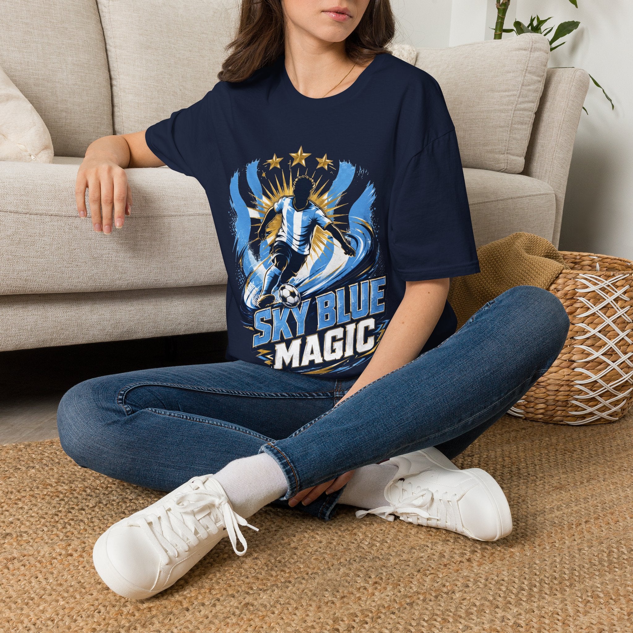 Argentina Sky Blue Magic Soccer T-Shirt — Argentinian Football Player Graphic Tee
