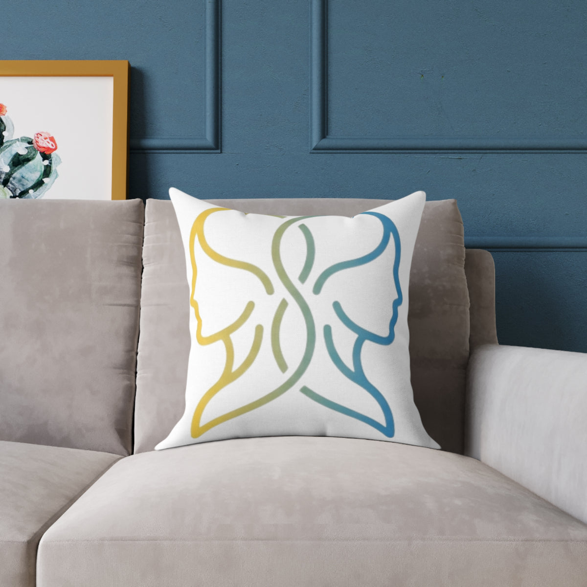 Gemini Zodiac Square Poly Canvas Pillow Double Face Astrological Zodiac Pillow