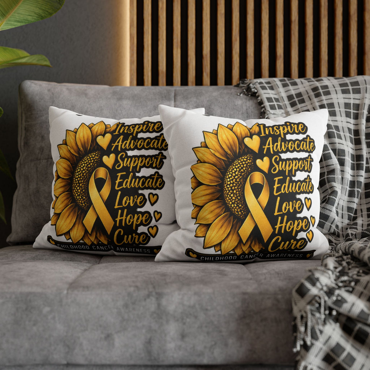 Childhood Cancer Awareness Sunflower Support Pillowcase