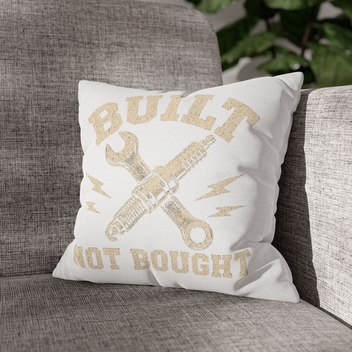Built Not Bought Decorative Pillowcase Milo Bailey Dog Dad Mom — Rustic Mechanic Tool Accent