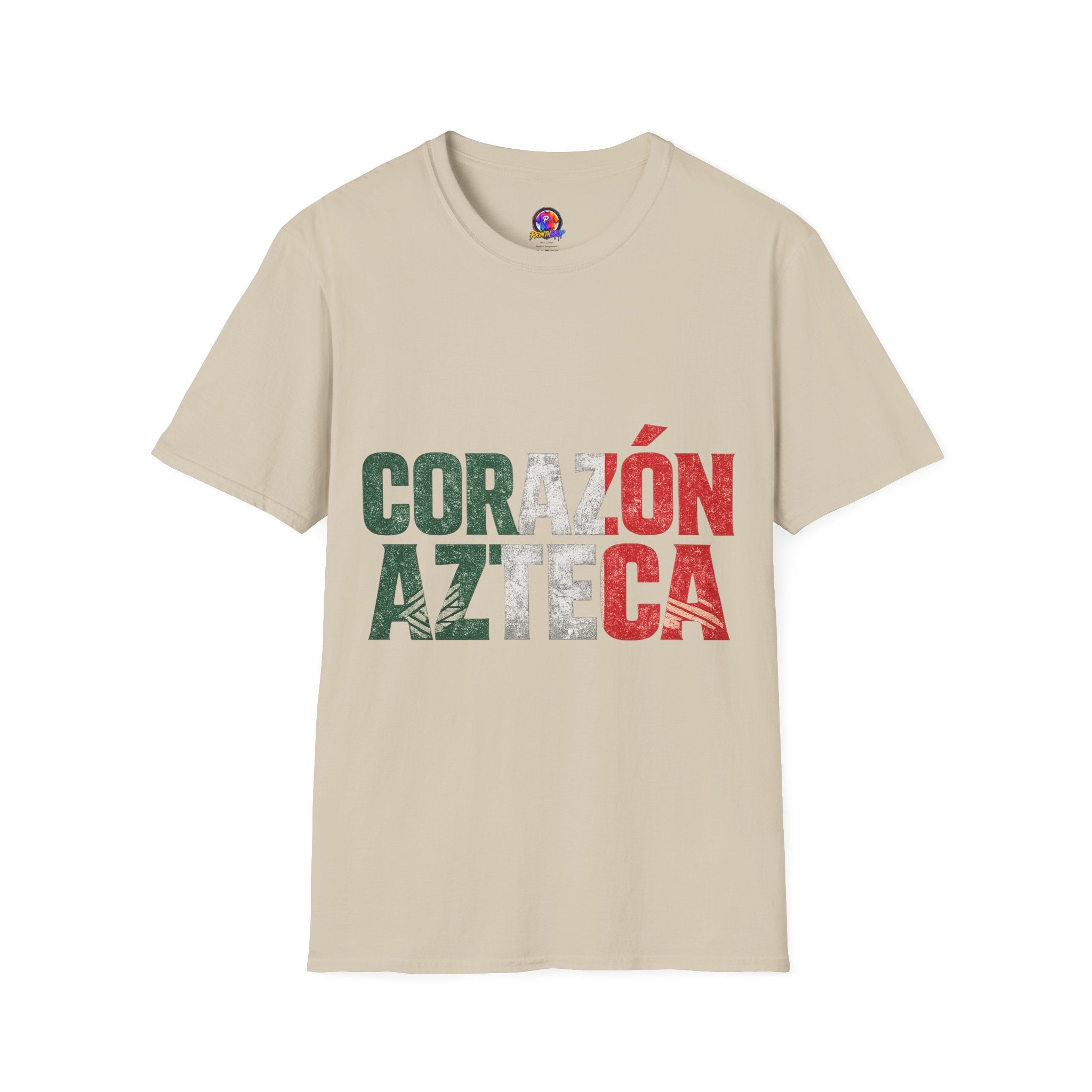 Mexico Corazón Azteca T-Shirt — Mexican Pride Flag Text Tee