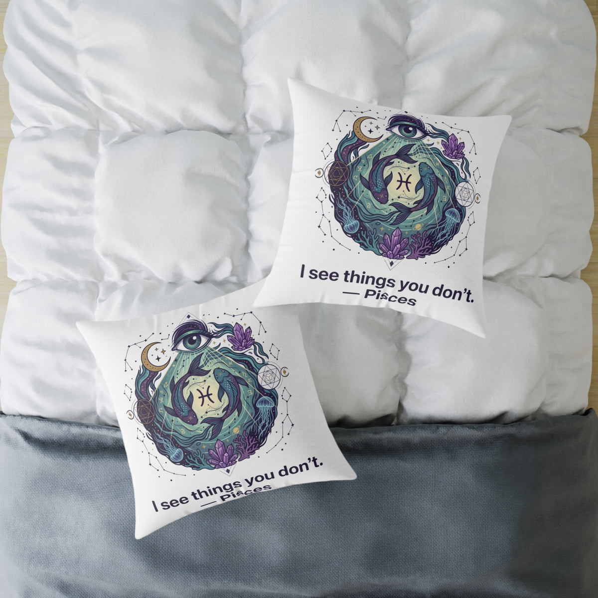Pisces Zodiac I See Things You Don't Square Poly Canvas Pillow
